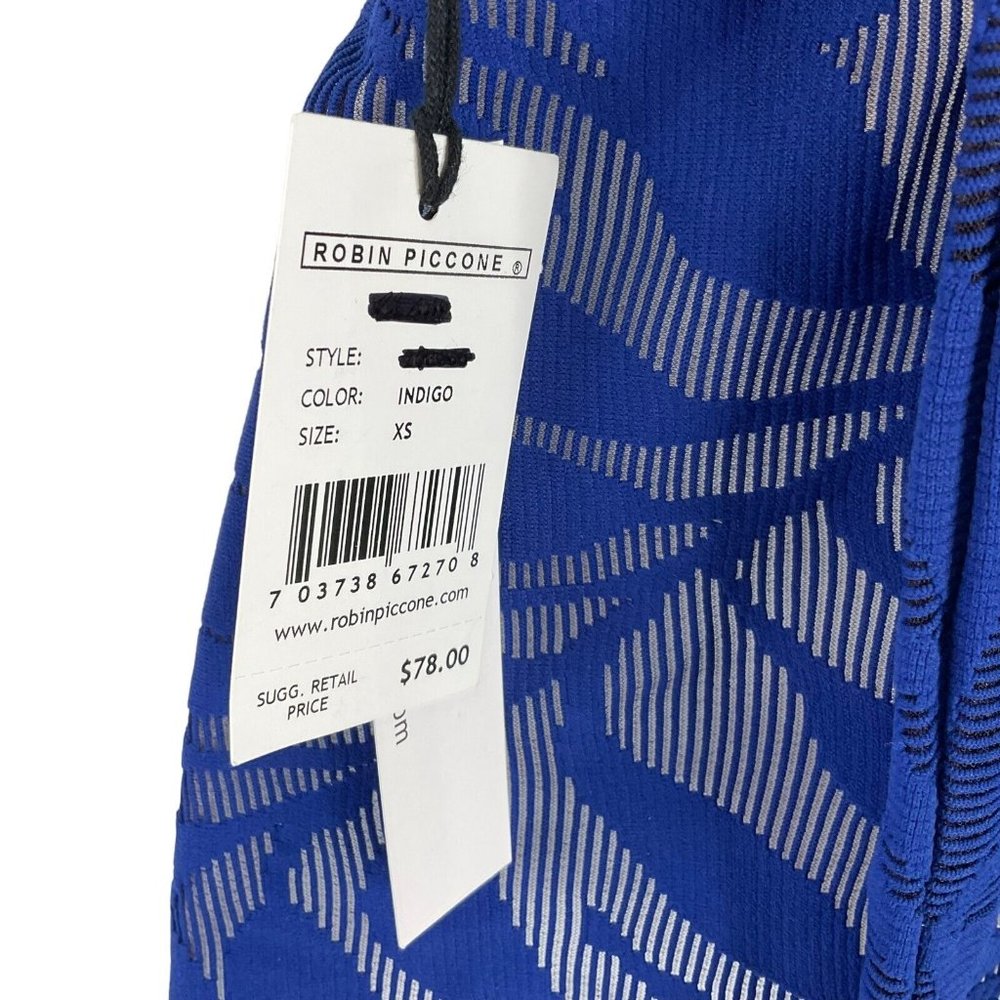 Robin Piccone Tankini Top Womens Sz XS Indigo Lace Leaf Pattern Halter $120 Nwt - Picture 6 of 12